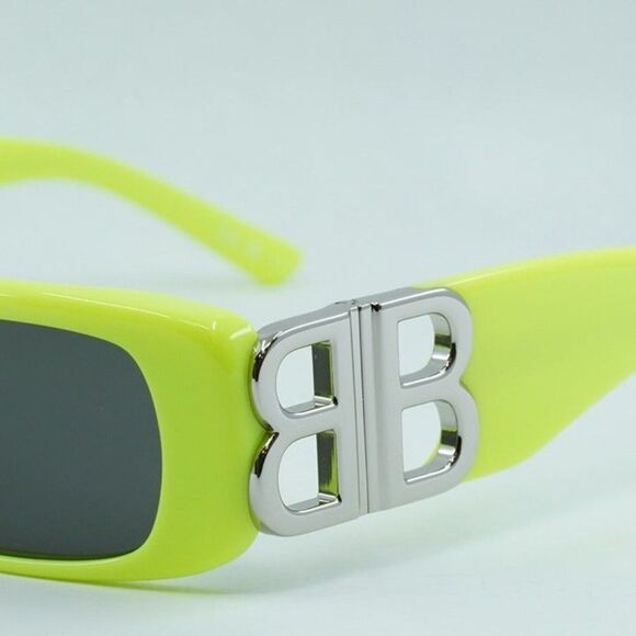💯 NEWEST BALENCIAGA DYNASTY BB0096S 008 YELLOW SILVER GREY SUNGLASSES - Picture 7 of 9
